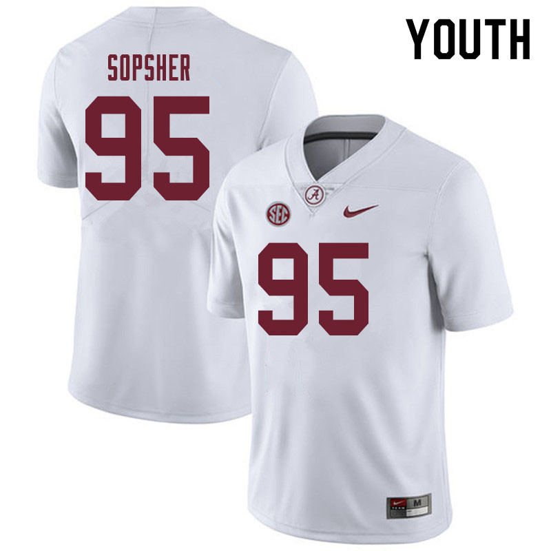Youth #95 Ishmael Sopsher Alabama Crimson Tide College Football Jerseys Sale-White